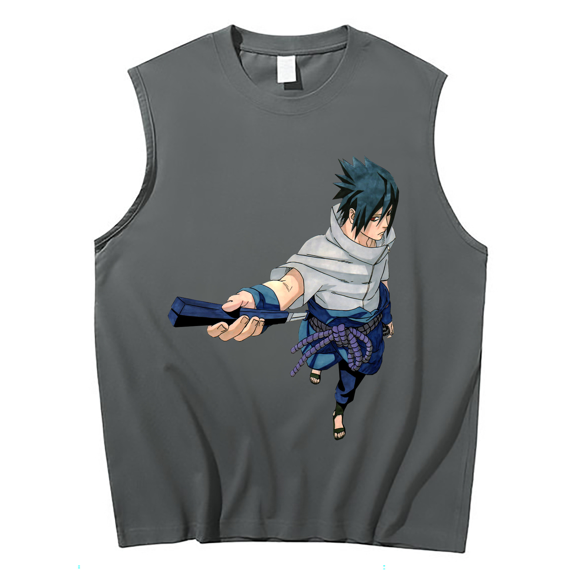 （画像用） NARUTO -ナルト- うちは サスケ Uchiha Sasuke コットン100％タンクトップ（フロントプリント）
